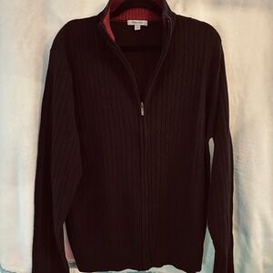 Vintage Oleg Cassini Zippered SWEATER Men's Size XXL Black Raime Acrylic